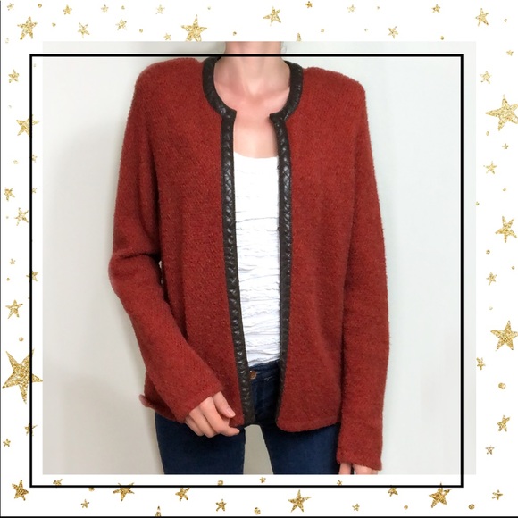 Lafayette 148 New York Sweaters - Lafayette148 Camel cardigan with leather trim (C6)